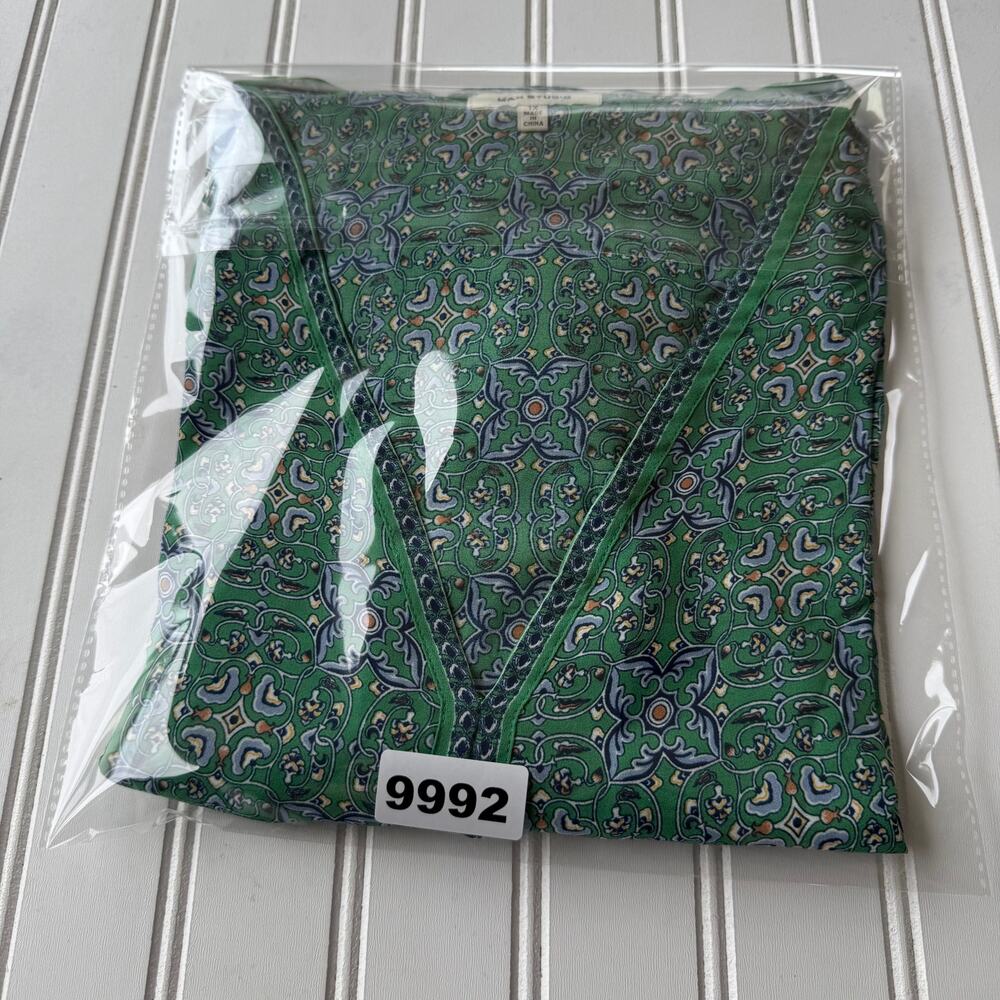Max Studio Size 1X Tie front green floral blouse - Picture 10 of 10